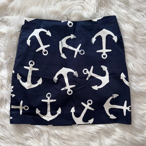 J.Crew Mini Skirt Navy Blue and White Anchor Lined Nautical Summertime - Picture 1 of 6